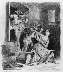 Faust rettet Marguerite aus ihrem Gefängnis, aus Goethes Faust, 1828 (Illustration)